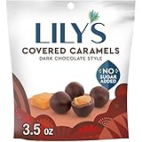 LILY'S Dark Chocolate Style No Sugar Added, Covered Caramels Bag, 3.5 oz