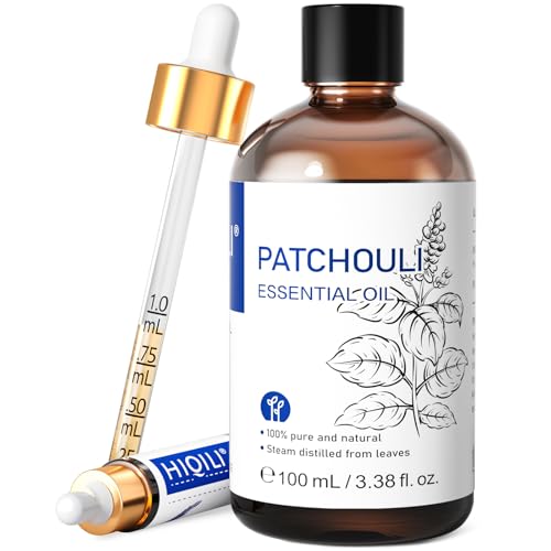 HIQILI Olio Essenziale Patchouli 100ML, Oli Essenziali per Diffusori, Oli Essenziali Naturali Puri di Patchouli, Per Umidificatore, Profumo Fatto in Casa, Candele