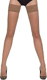 Bas Bleu hochwertige edle halterlose Strümpfe (versch. Styles und Farben) Gr. S M L Strapse Overknees Dessous (Hush beige L)