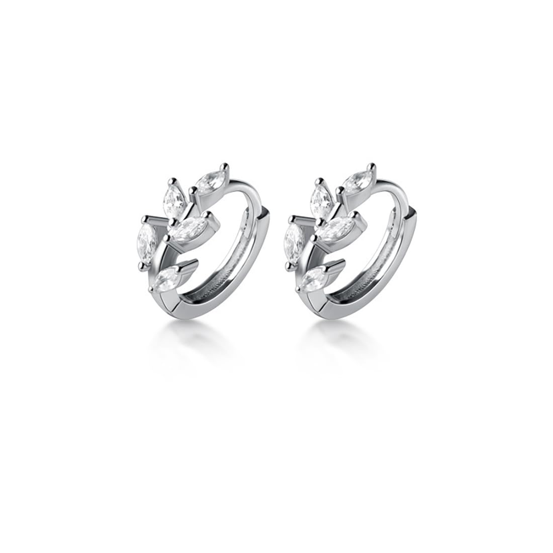 Orecchini A Cerchio Huggie In Argento Sterling Con Pietre In Zirconia