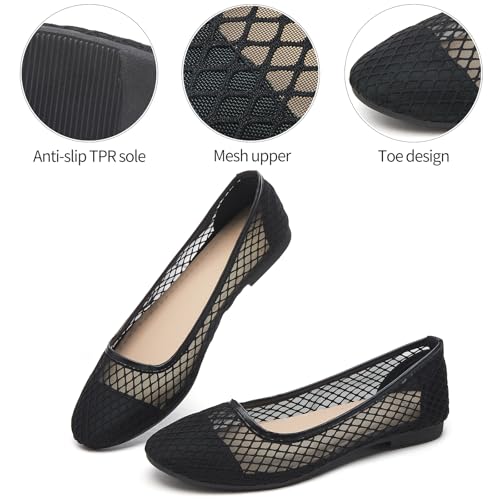 hash bubbie Women's Flats Shoes Ballet Flats Womens Knit Mesh Washable Dress Shoes Comfortable Slip on Loafers for Women Breathable Business Casual Shoes2