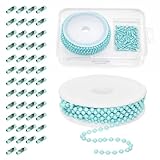 Mardatt 5m/16.4Ft Ball Bead Chain with Connectors Kit Hellblaue Perlenkugelkette mit 50 Stück Steckverbindern, Breite 2,4 mm Kleine Schüttketten mit Perlenketten Steckverbinder