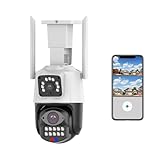 JOYNANO SECUEYE APP 4MP Dual Lens Camera 2K WiFi Wired Pan/Tilt/Zoom Auto Tracking Human Detection Color Night Outdoor Security IP65 Waterproof 24/7 Recording (C21-CN)