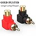 Warmstor RCA Male to RCA Female Connectors Right Angle 4-Pack, RCA M/F Adapters 90 Degree Elbow Gold-Plated (2 Black + 2 Red)
