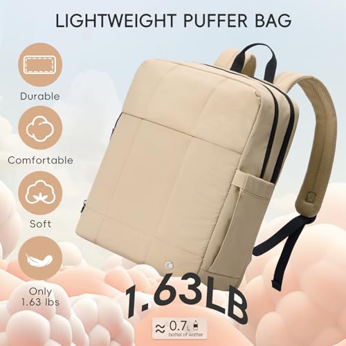 Image of CLUCI Lightweight Travel Backpack Carry on Flight Approved, Puffy Gym Backpack with Shoe Compartment, Personal Item Travel Bag, 15.6 inch Laptop Backpack for Weekender Business