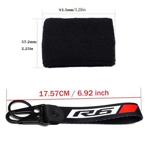 Image of Compatible with R6 YZFR6 YZF R6 R6S 1999-2021 2022 2023 2024 2025 Motorcycle Front Brake Fluid Reservoir Sock Cover Oil Cup Sock & Keyring Key Chain (Red)
