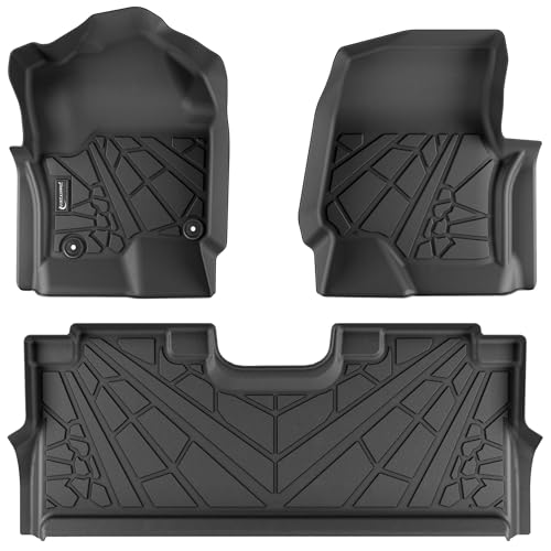 Floor Mats for Ford F250/F350 2017-2025 SuperCrew with Fold Flat Storage (Fit Carpet Flooring), Custom Fit TPE All Weather Floor Liners, 1st & 2nd Row SuperDuty Accessories