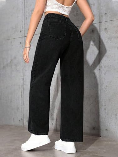 Image of Celary Women High Waisted Wide Leg Jeans||Stretch Denim Palazzo Pants||Casual Loose Fit Straight Jeans for Women & Girls