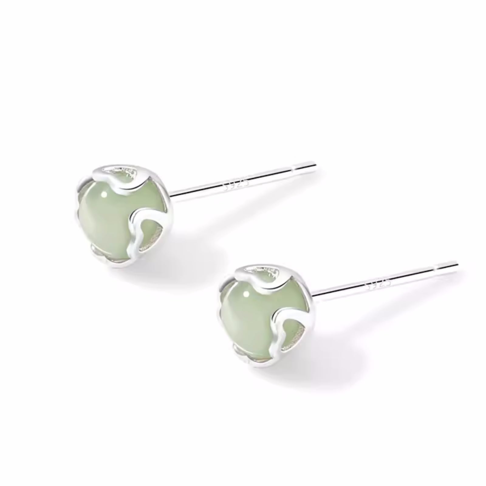 Jade Natural Stone Earrings, Women's, Popular, Hypoallergenic Earrings, Flowers, Small, Cute, Round, Earrings, Accessories, Birthday, Anniversary, Christmas, Gift, Gift