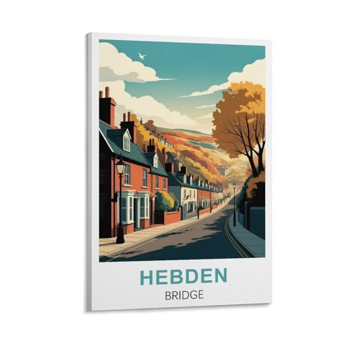 Poster de voyage Hebden Bridge pour une ambiance de chambre cocooning