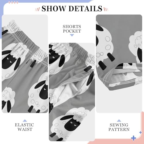 J JOYSAY Cartoon Sheep Gray Pajamas Pants Soft Long Pajama Bottoms Lounge Sleep Pants Size S-XL4