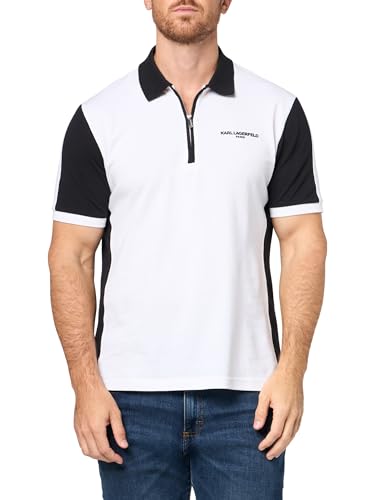 KARL LAGERFELD Men's Collared Short Sleeve Color Blocking Polo