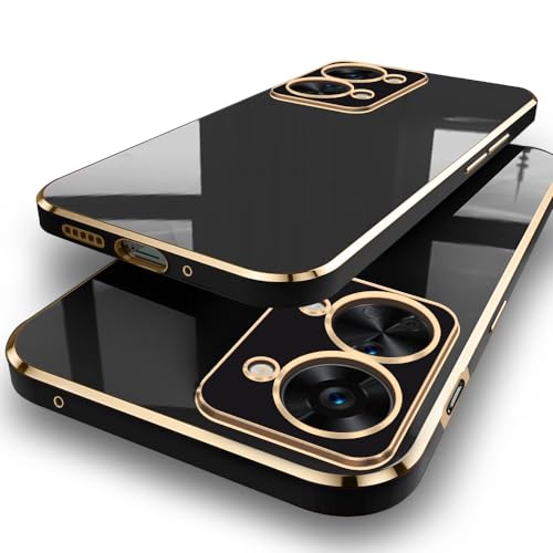 Image of TheGiftKart Luxurious Golden-Plated Back Cover Case for OnePlus Nord 2T 5G | Raised Lips for Camera & Screen Protection | Shockproof Design | Stylish Back Cover Case for OnePlus Nord 2T (TPU, Black)