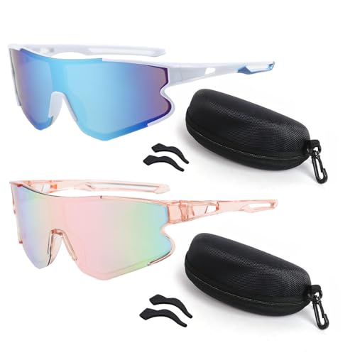 2Pack Youth Baseball Sunglasses for Boys Girls Age 4-12 Kids Sunglasses for Softball Tennis Cycling Golf