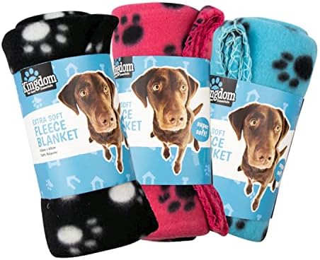 D.A.Y. Republic 3 Pieces Ultra Soft Pet Fleece Comforter Blankets for Dogs and Cats, Warm Puppy Blankets, Washable Sleep Mat Pads, Bed Cover with Paw Print (100 x 60cm/40 x 24 inch, Multicolor)