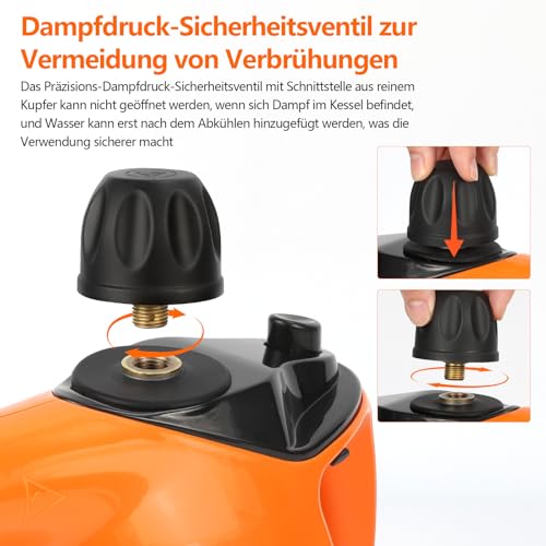Gaethra Dampfreiniger, 1050W Dampfreiniger Handgerät mit 11 Zubehör, 3,5 bar Chemikalienfrei Dampfreiniger Handgerät mit 450 ml, 105℃ Steam Cleaner für Alles Möbel, Teppiche, Badezimmer, Sofa, Boden