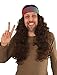 Hippie Wig Costume with Tie Dye Flex HeadBand 60s 70s Hippy Woodstock Festival Gear Brown