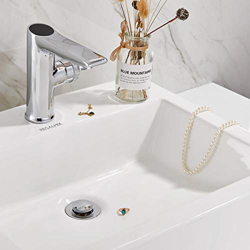 Image of REGALMIX Pop Up Drain, Bathroom Faucet Vessel Vanity Sink Drain Stopper, Built-in Anti-Clogging Strainer, Polished Chrome Without Overflow,Fits Standard American Drain Hole(1-1 /2 inch to 1-3 /4 inch) R085A-CP