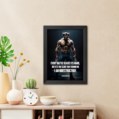Image of TenorArts Wolverine Poster with Quotes Comics Photo Frame Painting With Black Wooden Textures (12inches x 9inches)