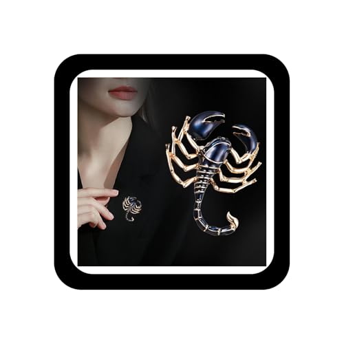 Image of Scorpion Enamel Pin Black Gold Scorpion Insect Brooch Personality Corsage Bouquet Lapel Pin Scarf Shawl Decoration Accessories for Women Men