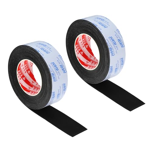 PATIKIL 1-3/4"W x 5/64" T x 16.4Ft EVA Single Sided Foam Tape, 2Pcs Multipurpose Sealing Strip Foam Waterproof Weather Stripping Foam Sealing Foam Strips with Adhesive for Door, Black
