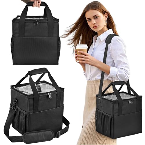 Reusable Drink Carrier with Handle & Strap, 4 Cup Carriers