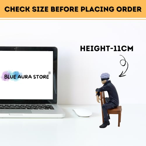 Image of Blue Aura Jujutsu Kaisen Gojo Action Figure Height-11cm Collectible Multicolour PVC | Gojo on Chair