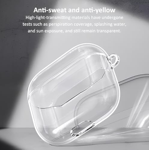 Image of skysia Transparent Case for Airpods Pro 2 - Clear Soft Silicone Protective Cover with Keychain, Shockproof, Anti-Yellowing, LED Visible, Wireless Charging Support (Pack of 1)