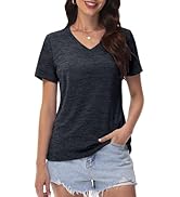MAGCOMSEN Workout Tops for Women UPF 50+ Quick Dry Short Sleeve Sun Protection V-Neck Shirts Ligh...