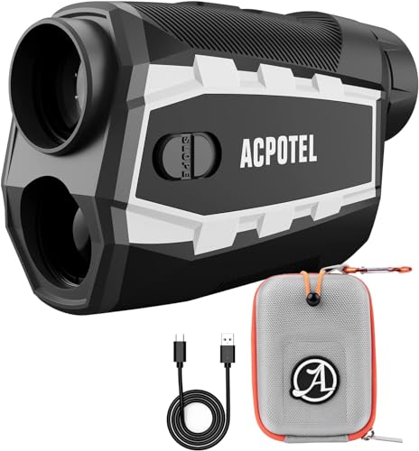 ACPOTEL Golf Rangefinder LCD Display with Slope Golf Rangefinder (Ft/Yd/M) Range Finder Golf Fast Flagpole Lock Vibration | Rechargable 2400 Feet Disc Golf Range Finder (Standard not Magnet)
