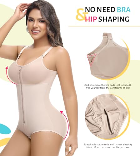 Image of SHAPSHE Fajas Colombianas Moldeadoras Body Shaper Post Surgery Compression Garment Shapewear Tummy Control with Zipper