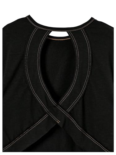 Image of SOLY HUX Women Open Back Tops Workout Backless Tee Casual Athletic Shirts Short Sleeve Oversized Gym T Shirt