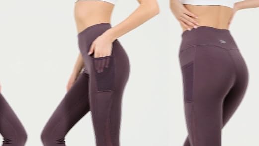 Yvette Leggings Sport Femme Avec Poches Maille Respirant Taille Haute Pantalon De Sport Opaque Pour Fitness Yoga Danse,Noir,XXL