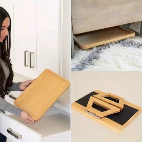 Bandeja plegable de bambú para brazo de sofá mesa auxiliar rectangular de 13x9 pulgadas 8
