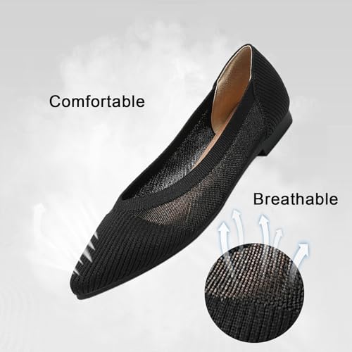 Women's Flats Shoes Pointed Toe Knit Ballet Comfortable Dressy Mesh Flat2