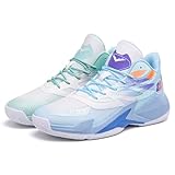 BINQER Chaussures de Basket-Ball Montantes for Hommes, Chaussures de Sport Tendance et antidérapantes(Greenblue,40 EU)
