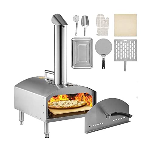 HEALBYBLE 12quot;Horno de Pizza portátil de Acero Inoxidable de Grado alimenticio de leña for Barbacoa al Aire Libre, Picnics, Hornear Pizza, Pan, camarones, Salchichas,Alta Durabilidad