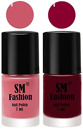 Image of Long Lasting Nail Polish | Nail Paint Combo 7 ml Each) - Set of 2 Nude Pink-Boysenberry
