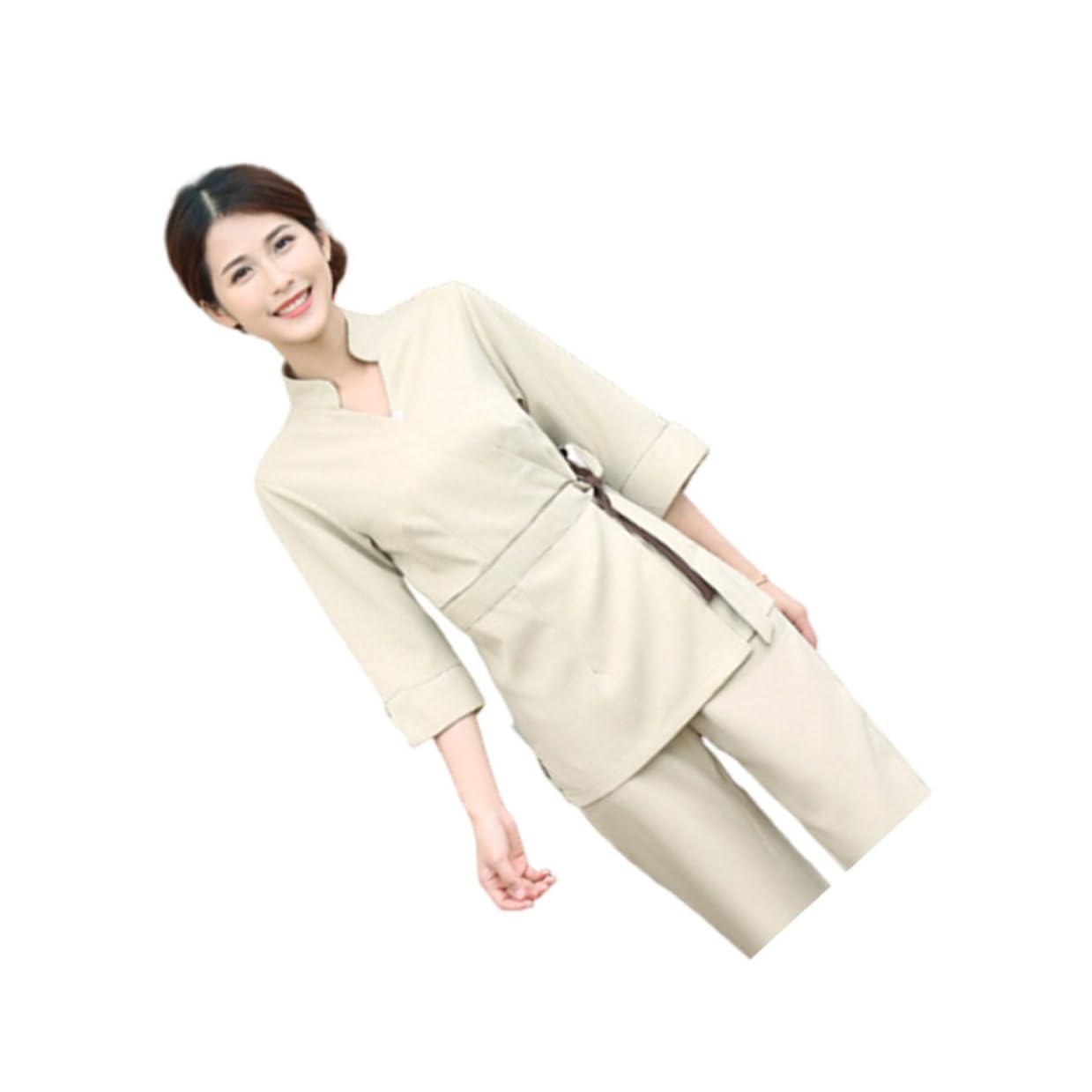 Ensemble d'esthéticienne beige haut de gamme en coton fin UPKOCH M