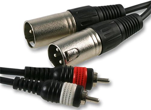 PULSE PLS00264 2 × 3‑Pin XLR to 2 × Phono (RCA) Male‑to‑Male Lead, 6 m, Black