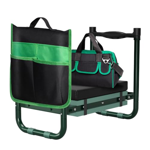 Foldable Garden Kneeler and Seat, with Wider Soft Kneeling Pad & Tool Pouch