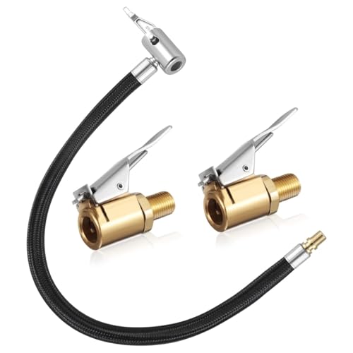 Adaptateur de Gonflage de Pneu avec Tuyau en Caoutchouc, 35CM Flexible de Gonflage Tuyau en Caoutchouc, 2 pcs 8mm Buses gonflables, Facile à Transporter,...