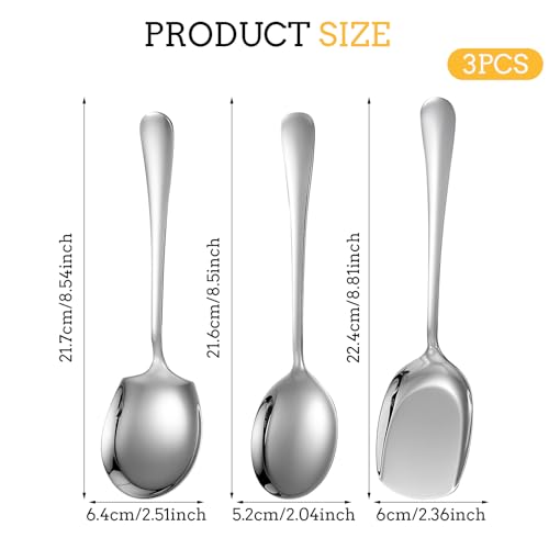 TIESOME Large Serving Spoon, 3 Pcs Serving Spoons Set, Stainless Steel Buffet Serving Spoon Table Spoons Long Handle Soup Spoons Cooking Spoon Kitchen Tool for Kitchen Cooking Restaurant Banquet - Image 3