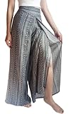 * Fabricado en Tailandia. Mujeres Yoga Pantalones Finos Pierna Ancha Hippie Estilo Harén Sports Gym Secado Rápido Transpirable Playa Casual con Bolsillos Suelto (#C Gris M-XL)