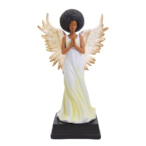 African American Expressions Golden Angel Figurine Black Angel Home Dcor Resin Statue Thoughtful Spiritual Collectible Christian Gift for Mom