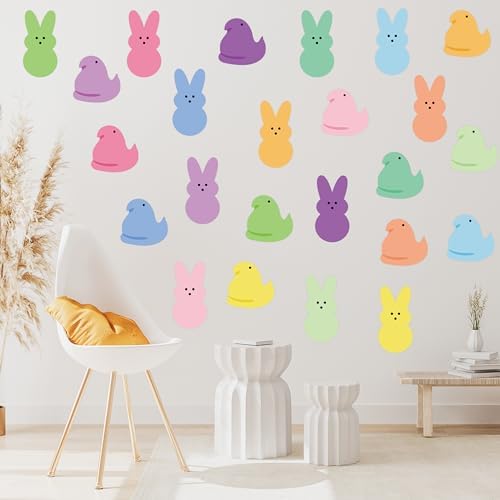 Amazon.com: A1diee Easter Bunny Wall Stickers - 8Pcs Peeps Decals in ...