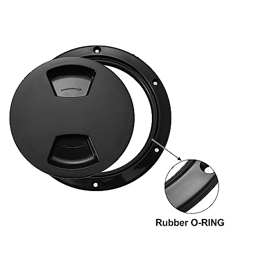 X AUTOHAUX 2pcs 5\" Boat Inspection Deck Plate Hatch Marine Round Inspection Hatch Deck Plate with Detachable Cover Water Tight for Outdoor Installations Black - Thumbnail 3