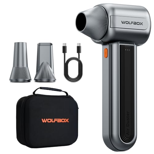 Image of WOLFBOX MF400 Leaf Blower Cordless - Lightweight Handheld Jet Blower, High-Velocity Brushless Motor, 3 Modes Including Powerful Turbo for Patio, Garage & Debris, Professional Car Dryer with Hard Case