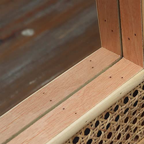 Creativewise Rectangle Rattan Wall Mirror, Modern Boho Decorative Wall Mirror For Bathroom, Entry, Living Room, Bedroom Or Family Room, Natural, 26.375" W X 37.875" H #TOP5