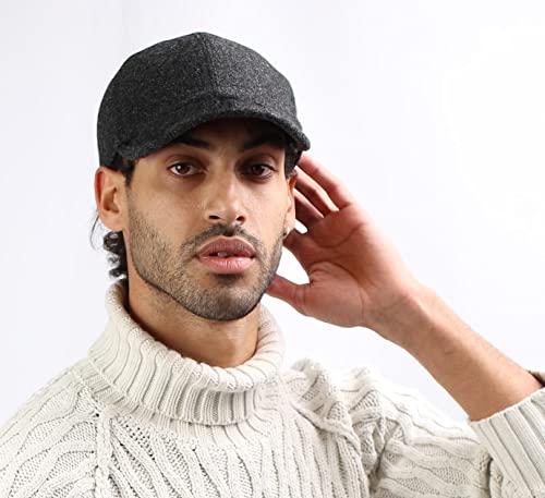 Vikodah Men's Winter Warm Baseball-Cap With Earflaps Outdoor Flat Brim Dad Hat Truck Hat For Walk Running Fishing Black #TOP5